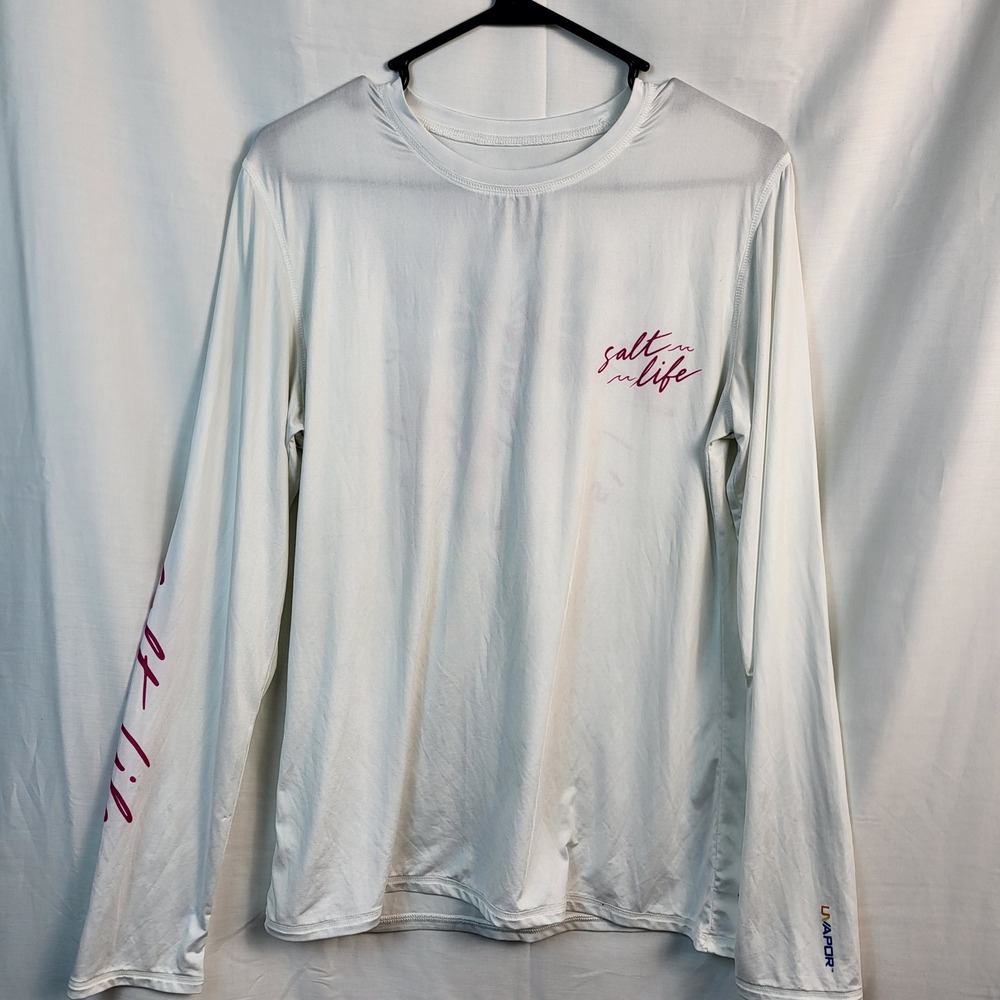 Salt Life Womens UVapor Long‎ Sleeve Performance Shirt White Paradise Calling L